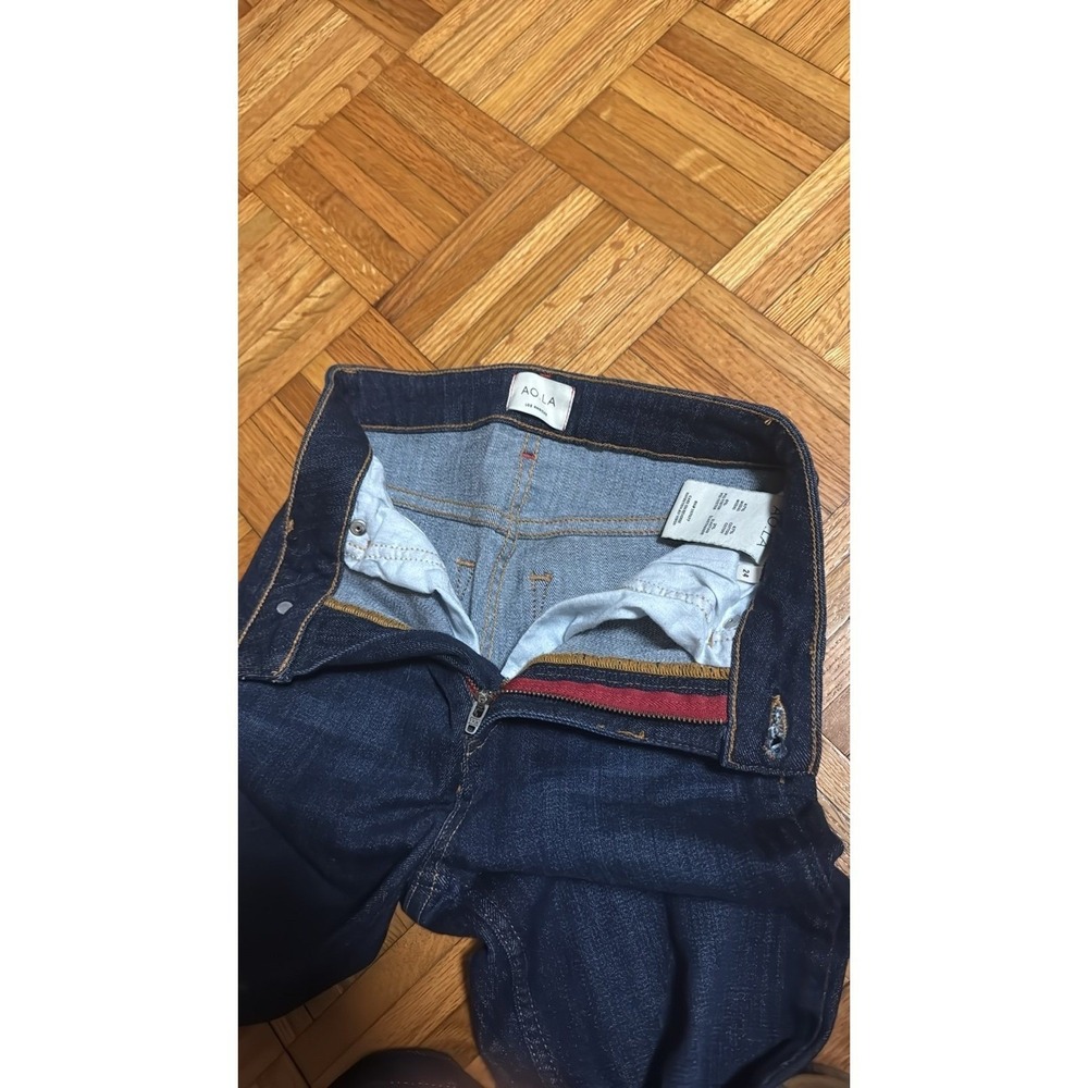 Alice + Olivia‎ LA Cropped Fringe Stretch ruffled hem cropped blue jeans 24 - Picture 6 of 8